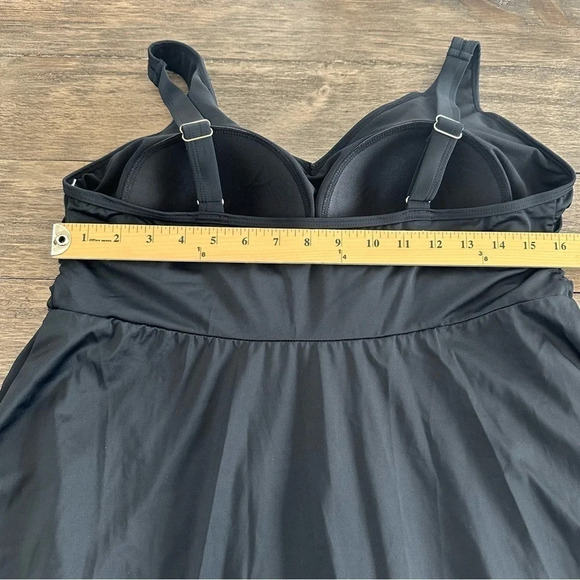 NWT Swimsuits for All Women’s 18 Black Embroidered Swim Dress Swimsuit Modest - Picture 4 of 8